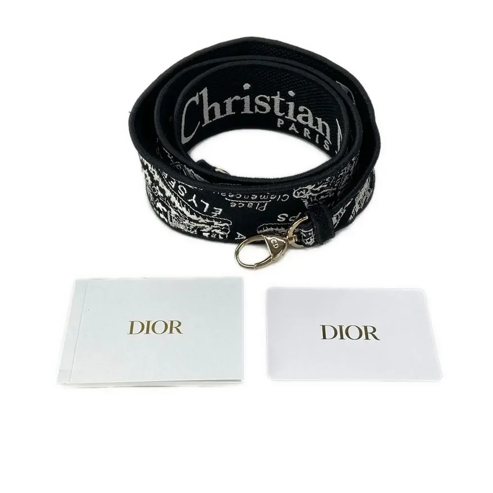 Christian Dior Lady Dior Light Medium Bag Handbag Black White Gold